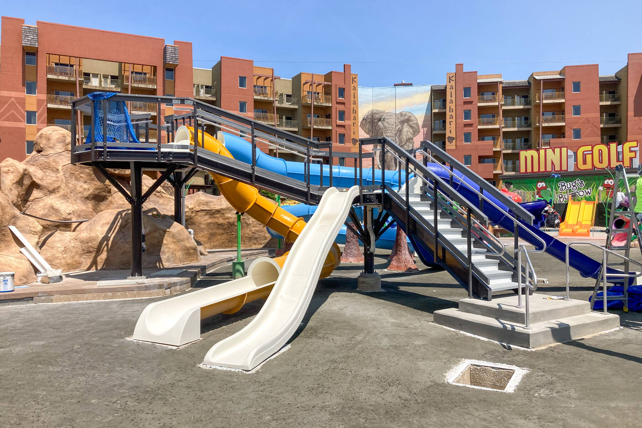 playground slides with staircase